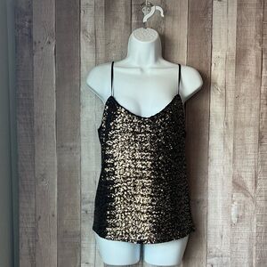 NWT Black with Gold Sequin Elegant Camisole - Carmen Marc Valvo